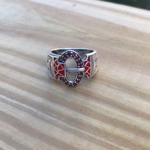 Beautiful sterling silver ring with little rubies. Size 7.5